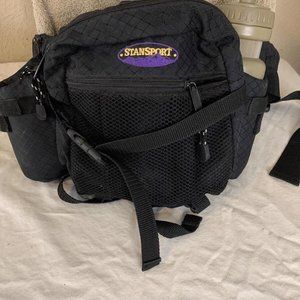 Stansport Black 2-Bottle Carrier Waist Pack #1024-R With One Water Bottle